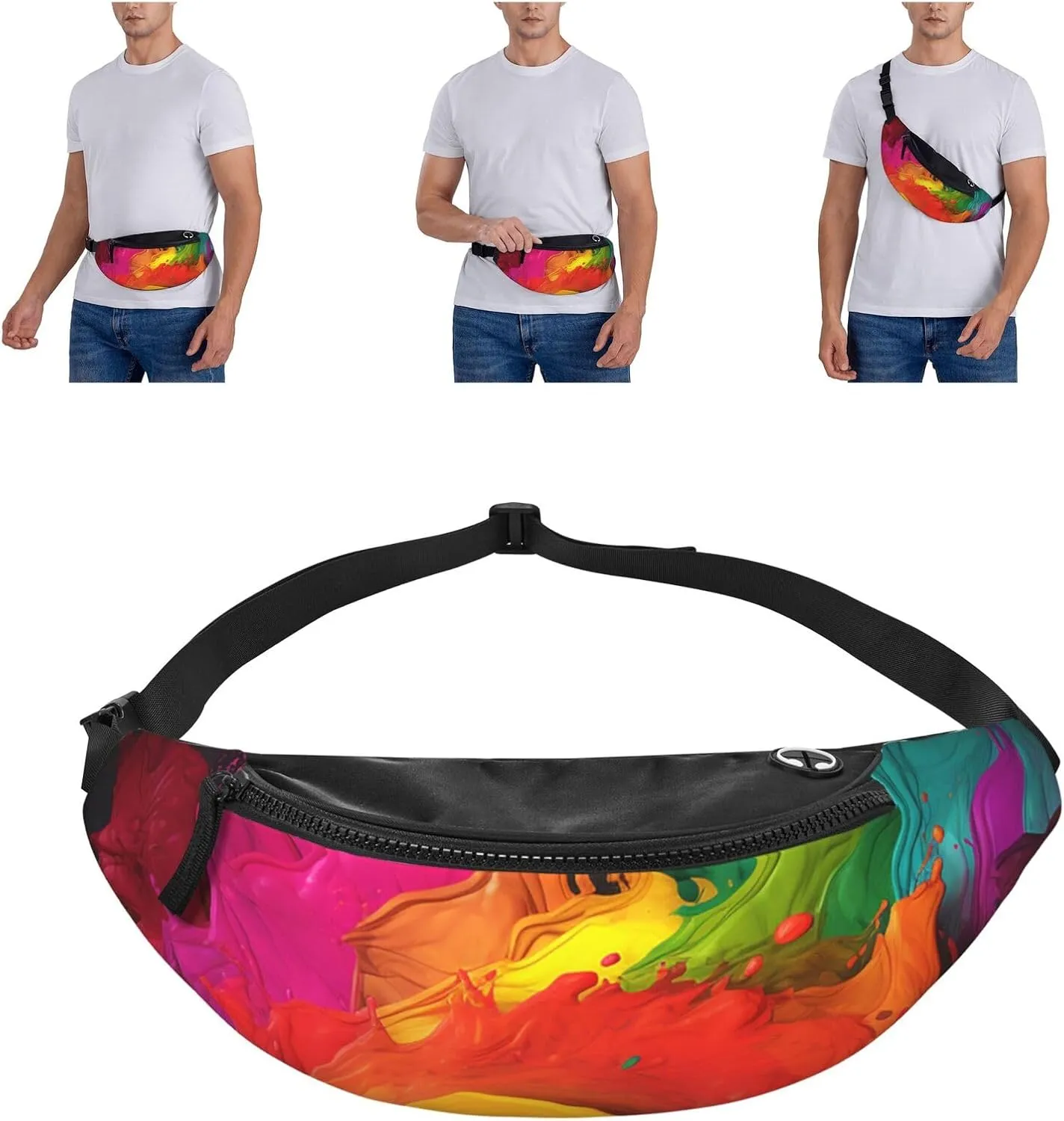 Paint colors Fanny Pack for Man Women Waist Bag Adjustable Belt Casual Chest Bag Bum Bags for Travel Sports Running Hiking Waist Packs