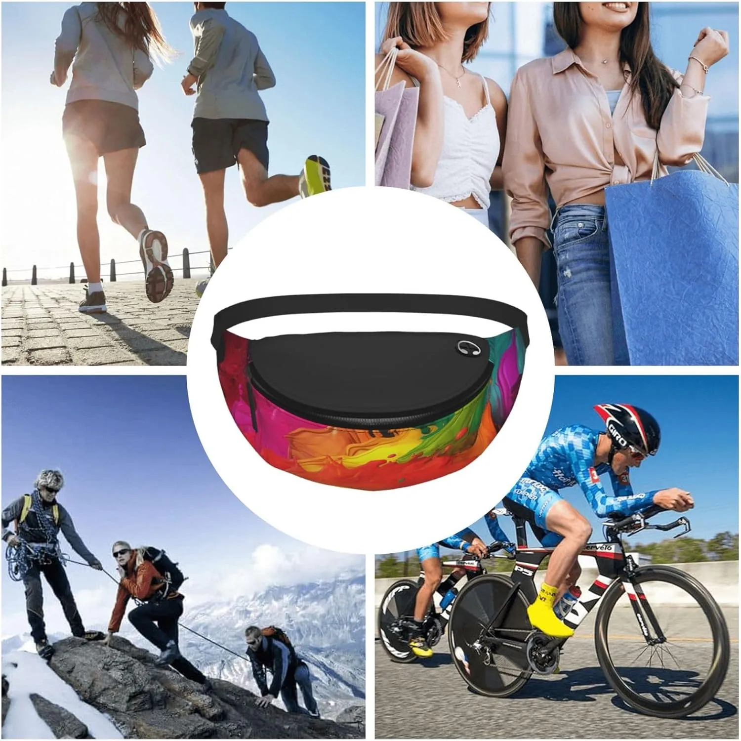 Paint colors Fanny Pack for Man Women Waist Bag Adjustable Belt Casual Chest Bag Bum Bags for Travel Sports Running Hiking Waist Packs
