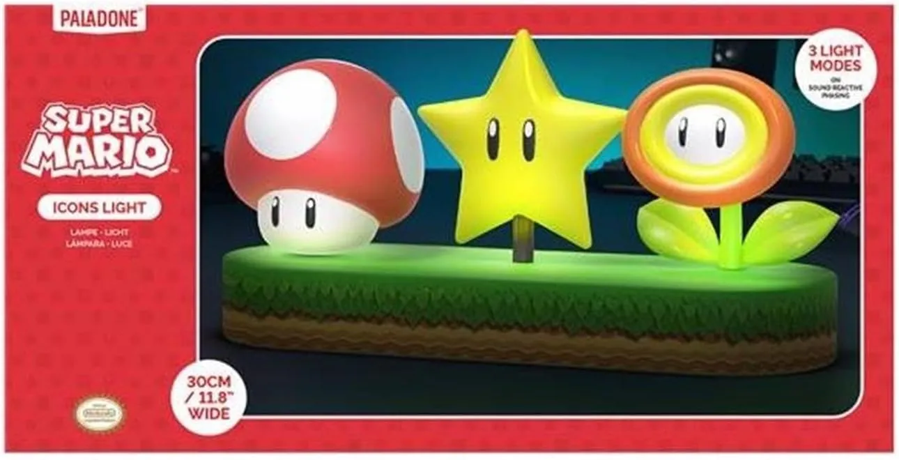 Paladone Super Mario Icon Light - Officially Licensed Mario Brothers Free Standing Desk Light, Gaming Room Decor and Merchandise for Boys and Girls, Nightlight Gift Accessory for Bedroom