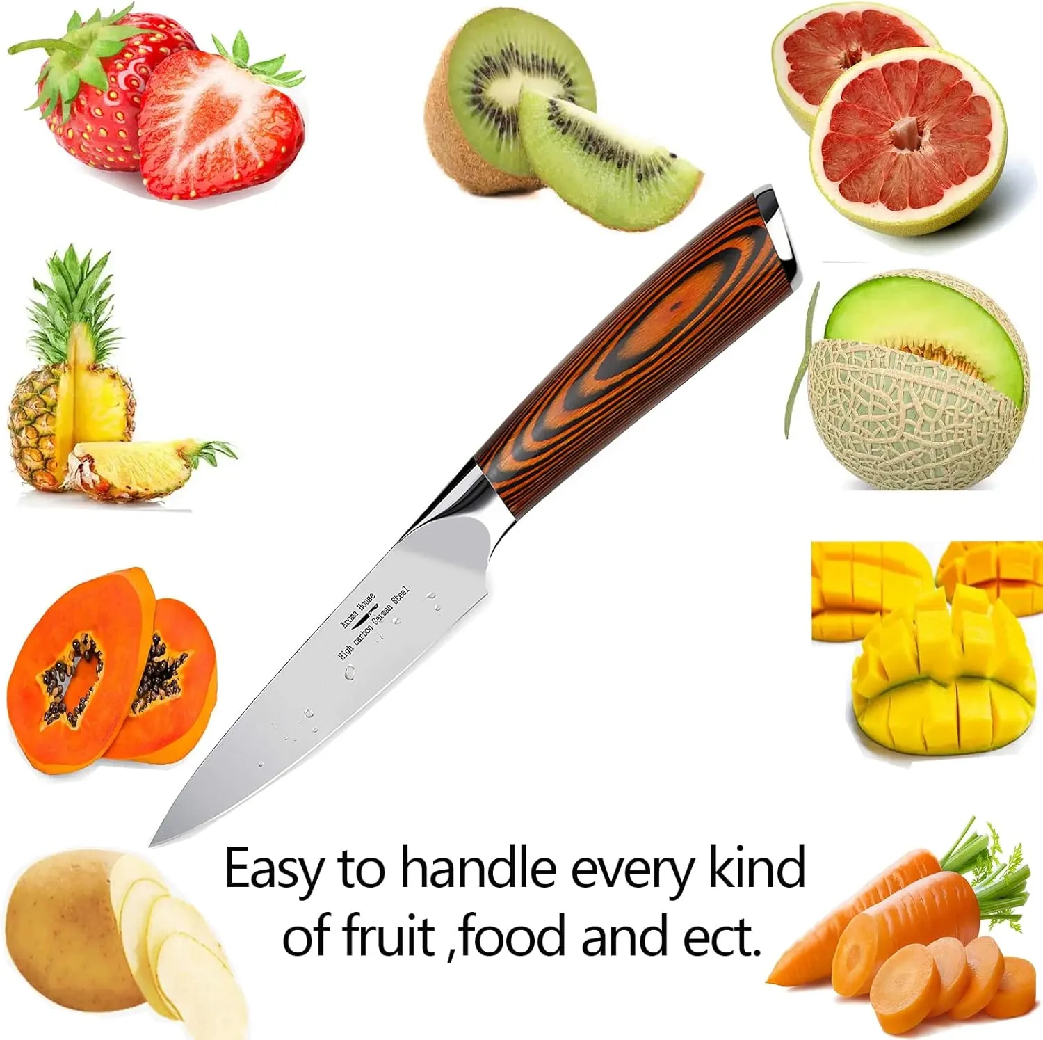 Paring Knife 4 inch - Paring Knives Best Small Kitchen Knife Fruit Knife,German High Carbon Stainless Steel Ultra Sharp Peeling Knife with Ergonomic Handle