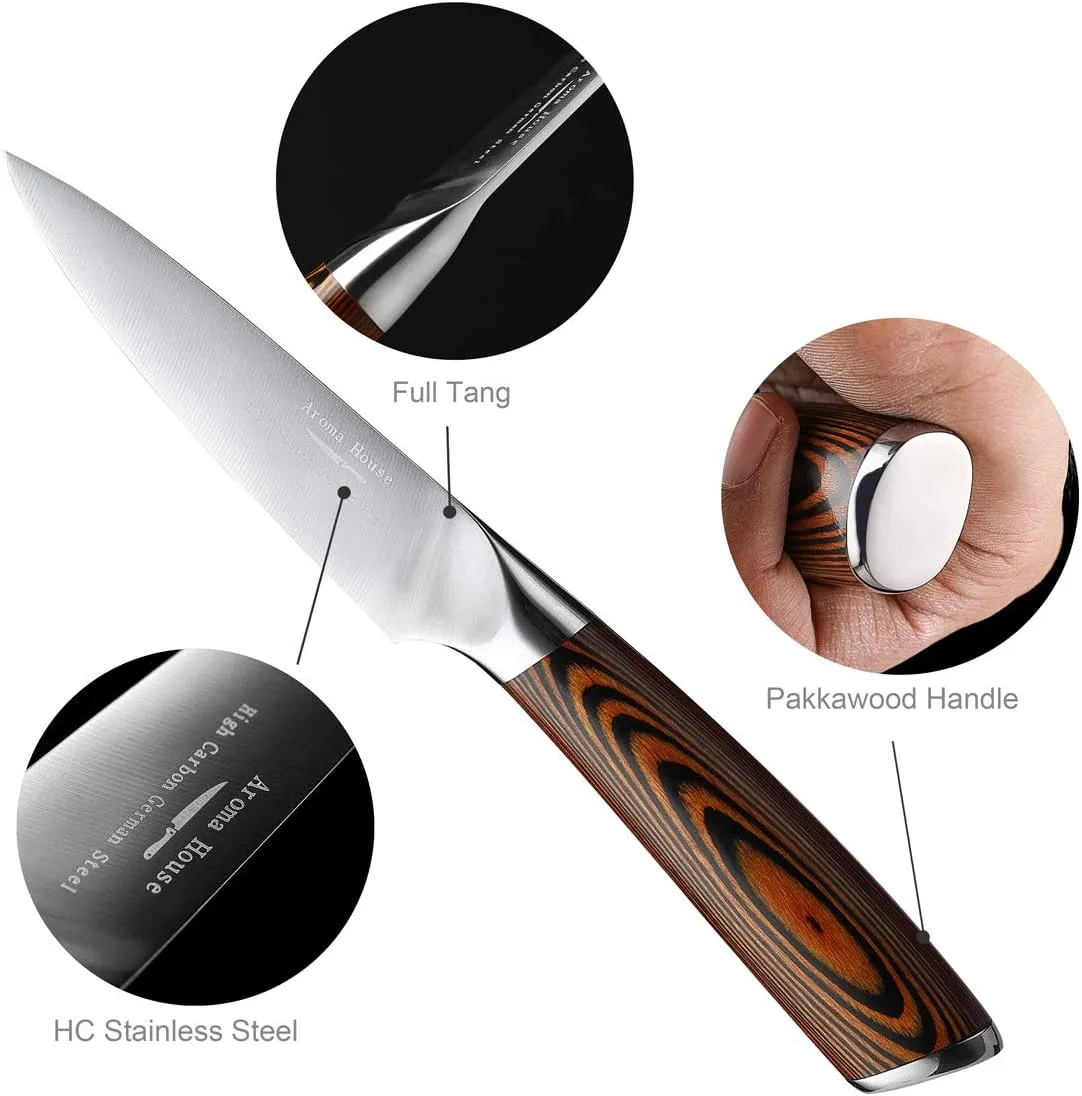 Paring Knife 4 inch - Paring Knives Best Small Kitchen Knife Fruit Knife,German High Carbon Stainless Steel Ultra Sharp Peeling Knife with Ergonomic Handle