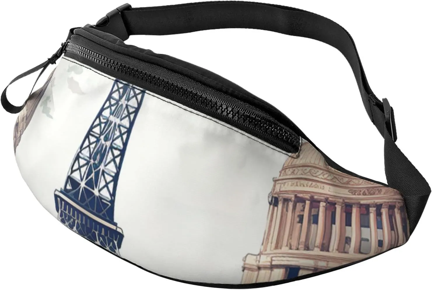 Paris Landmarks Pattern Fanny Pack for Man Women Waist Bag Adjustable Belt Casual Chest Bag Bum Bags for Travel Sports Running Hiking Waist Packs