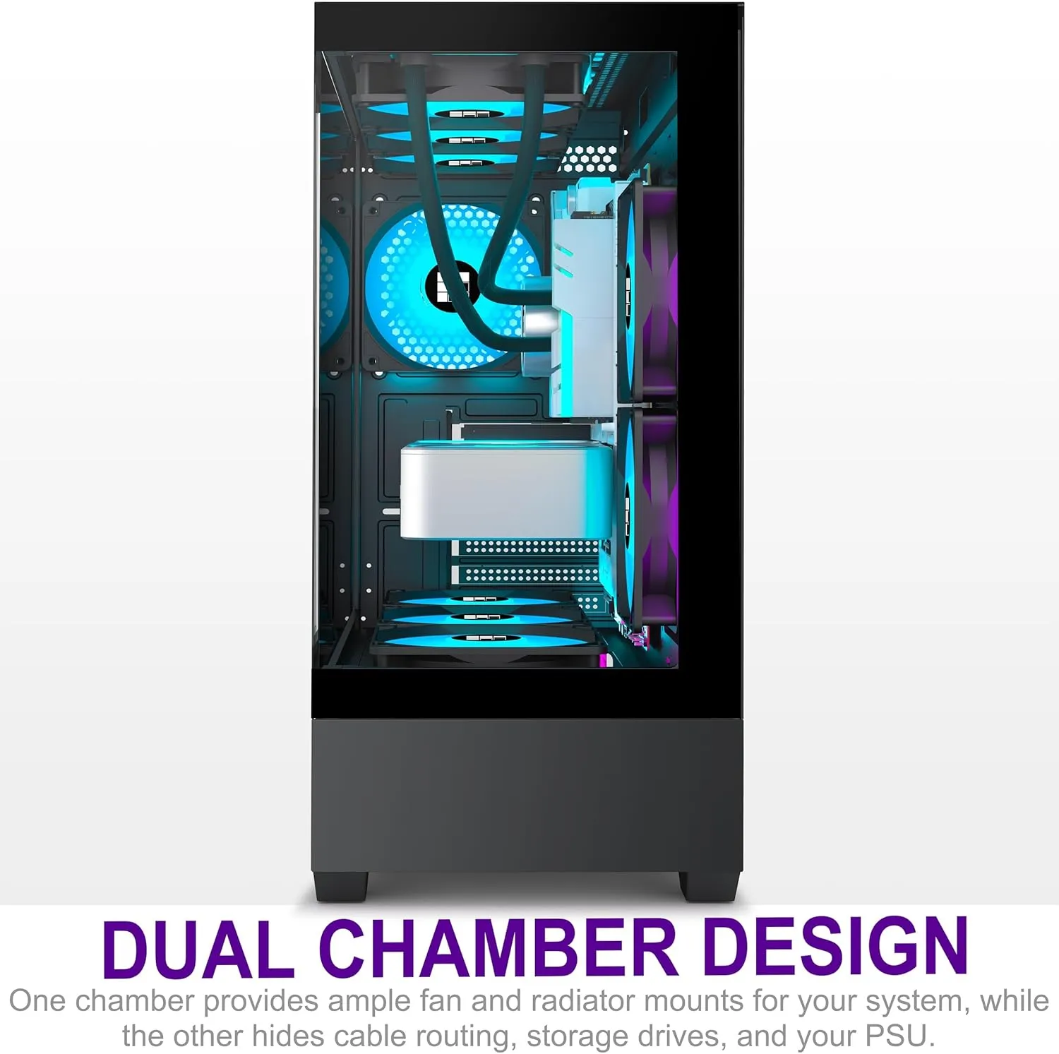 PC Case - Pre-Installed 5 PWM ARGB Fan, ATX Mid-Tower Gaming PC Case,Type-C, FOIFKIN (Black, F1)