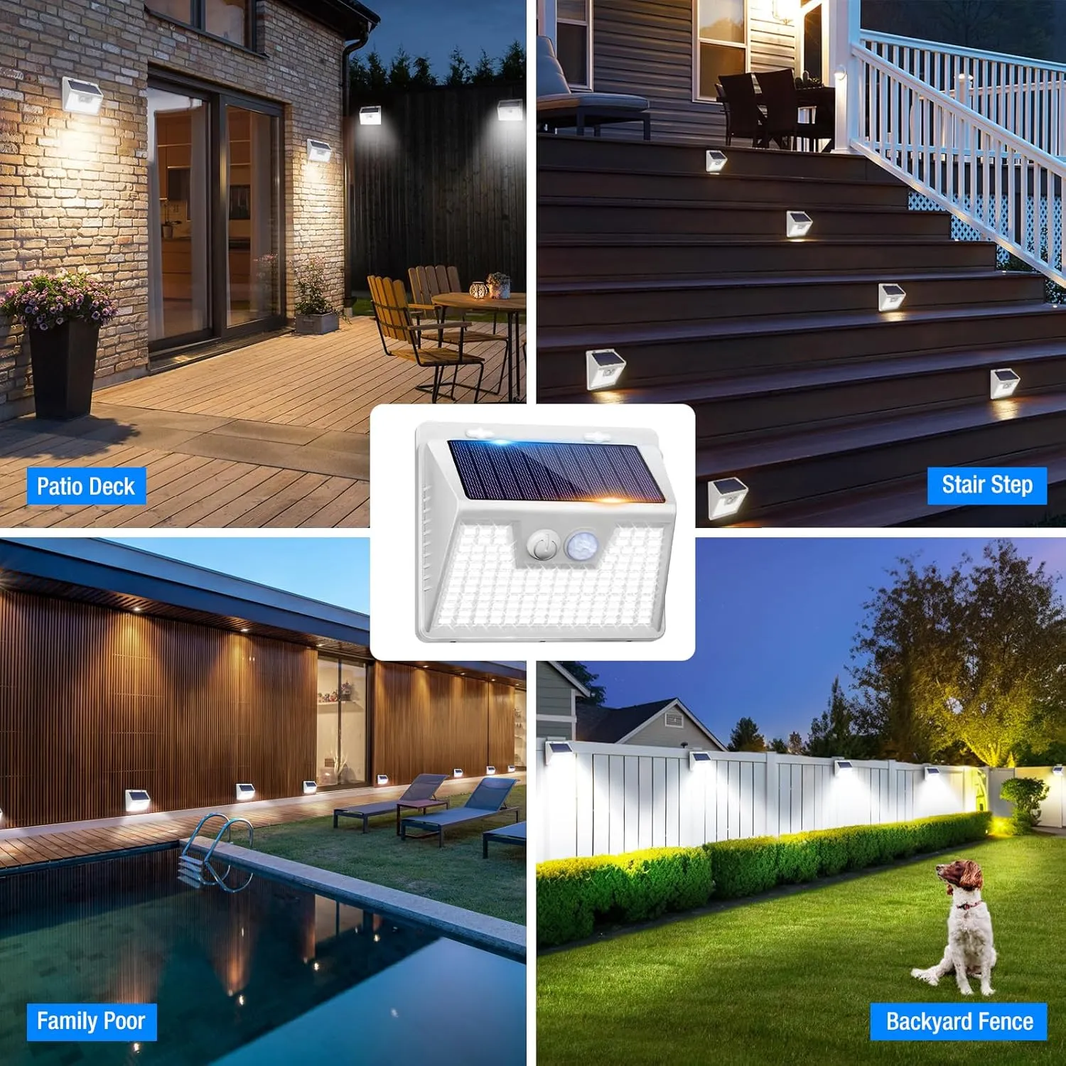 Peasur 12 Pack/140 LED Solar Lights Outdoor, Waterproof, 3 Modes, Motion Sensor, White