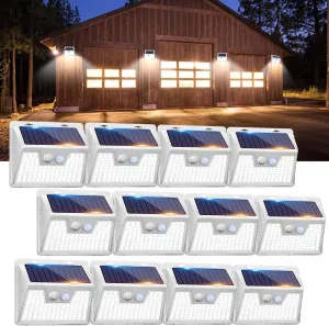Peasur 12 Pack/140 LED Solar Lights Outdoor, Waterproof, 3 Modes, Motion Sensor, White