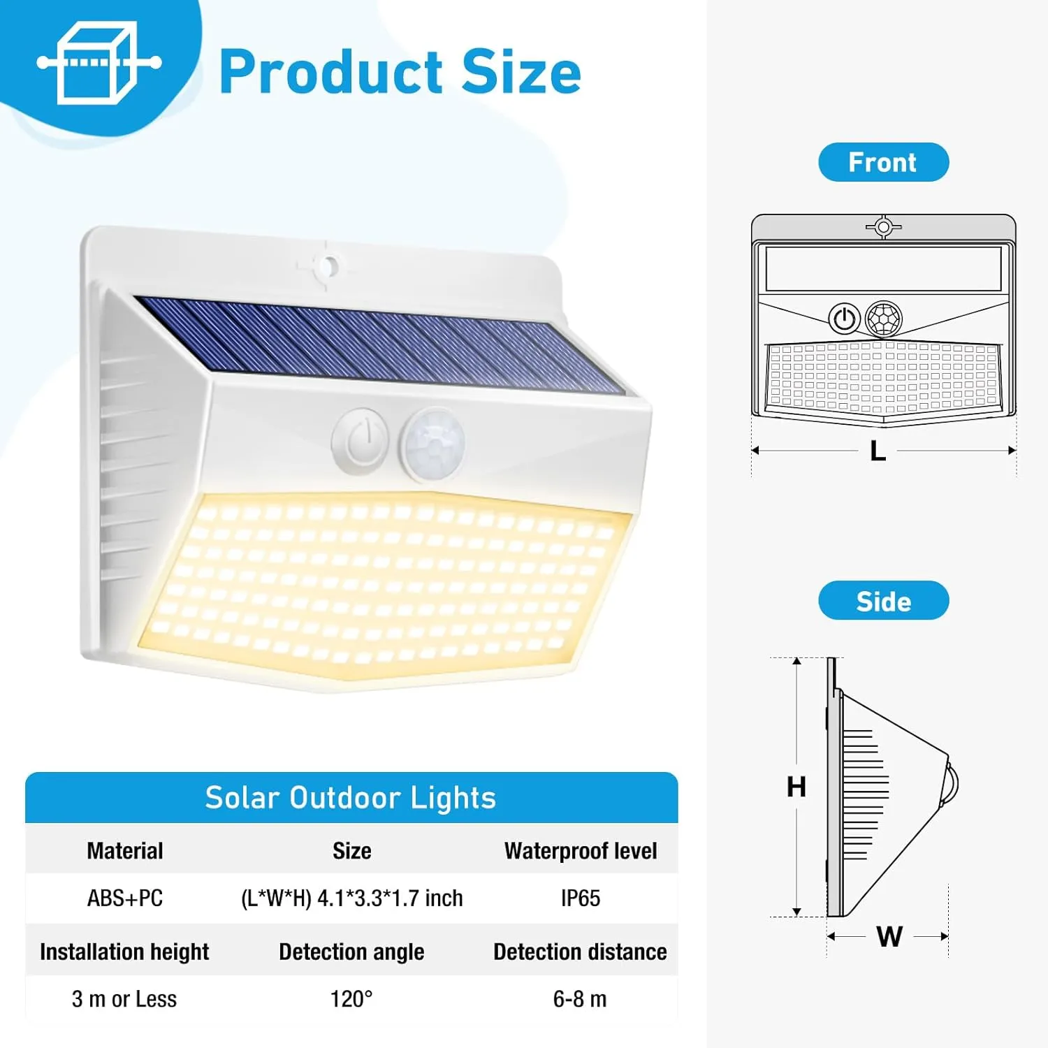 Peasur 6 Packs Solar Outdoor Lights Motion Sensor, Solar Security Lights Waterproof with 3 Lighting Modes Solar Powered Wall Lights Outside for Garden Fence Yard Deck, Warm White