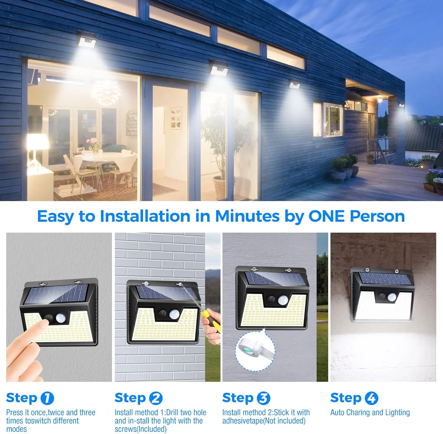 Peasur Solar Lights Outdoor Waterproof [12 Packs/140 LEDs], 3 Lighting Modes Solar Motion Sensor Light Outdoor, Ultra Bright Security Lights Outdoor Solar Lights for Outside Fence Yard Patio Deck