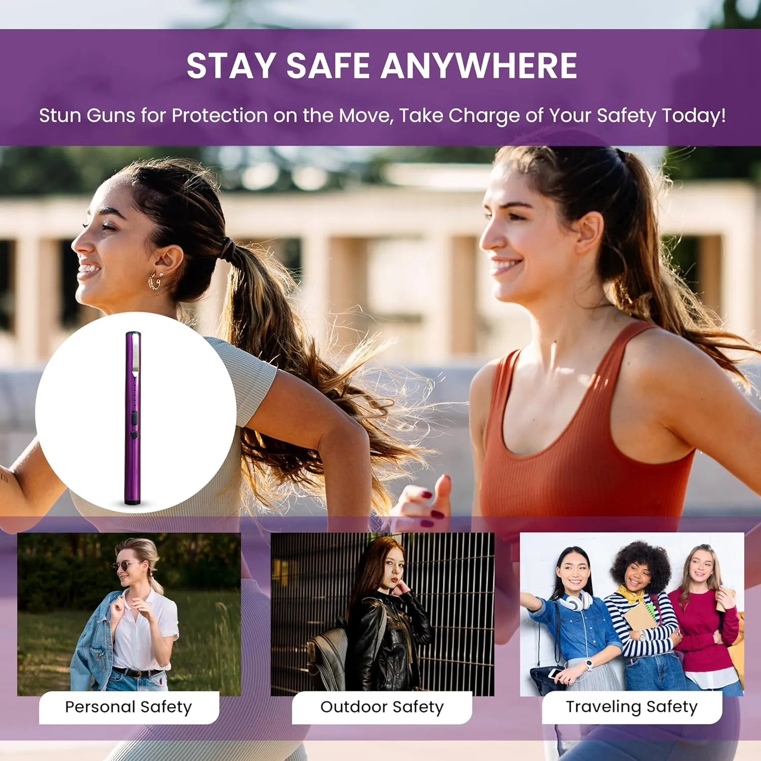 Pen Stun Gun Protection for Women - Rechargeable Self Defense Device ADS-15SBP