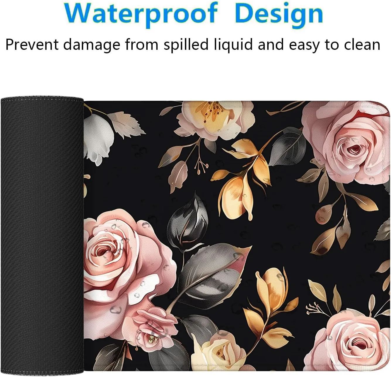 Peony Flowers Gaming Mouse Pad Pink Flowers Extended Gaming Mouse Pad Mat with Stitched Edge Non-Slip Base Big Mouse Pad 31.5"x11.8" Office Computer Keyboard Laptop Home