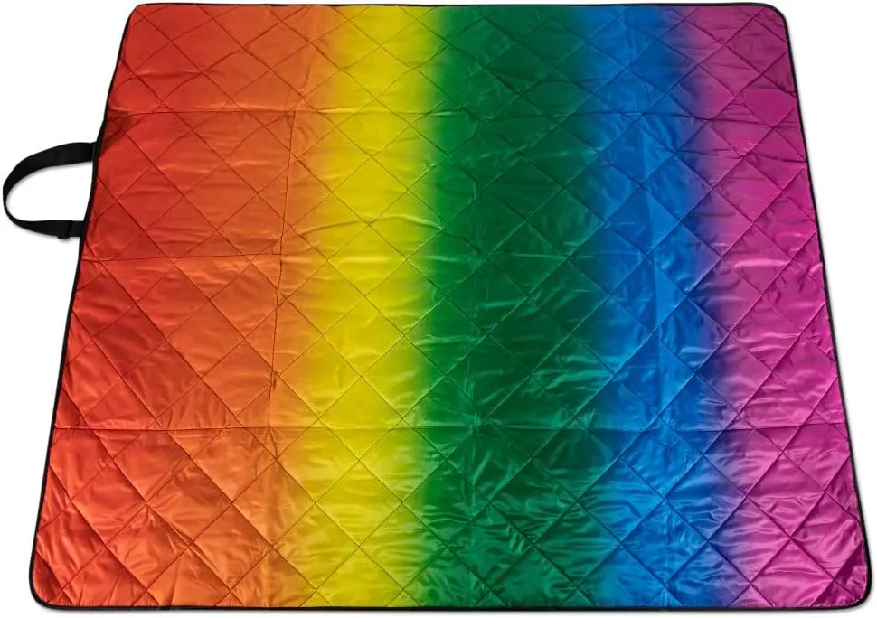 Picnic TIME NFL Vista Outdoor Picnic Blanket & Tote, Beach Blanket, Camping Blanket, (Rainbow with Black)