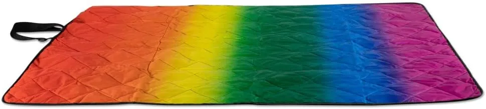 Picnic TIME NFL Vista Outdoor Picnic Blanket & Tote, Beach Blanket, Camping Blanket, (Rainbow with Black)