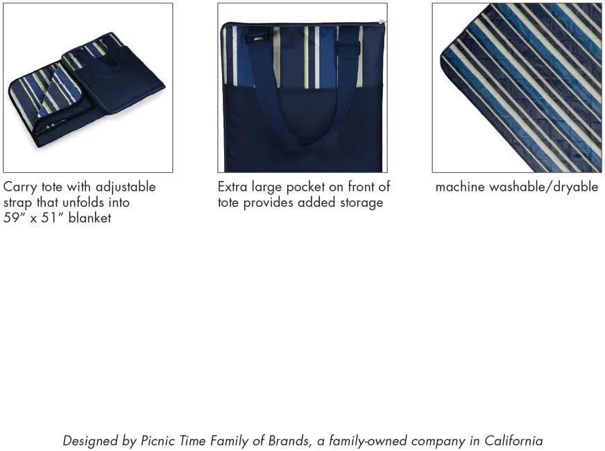 Picnic TIME NFL Vista Outdoor Picnic Blanket & Tote, Beach Blanket, Camping Blanket, (Rainbow with Black)