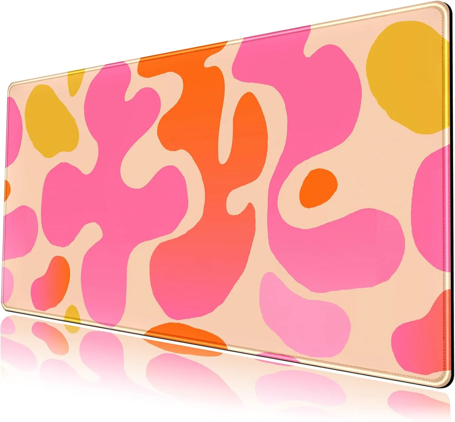 Pink Desk Mat Modern Abstract Large Mouse Pad XXL Cute Pink Desk Pad Keyboard Mat, Desk Accessories for Women Office Decor, Extended Mousepad 31.5''X15.7'' Non-Slip Rubber Base with Stitched Edges