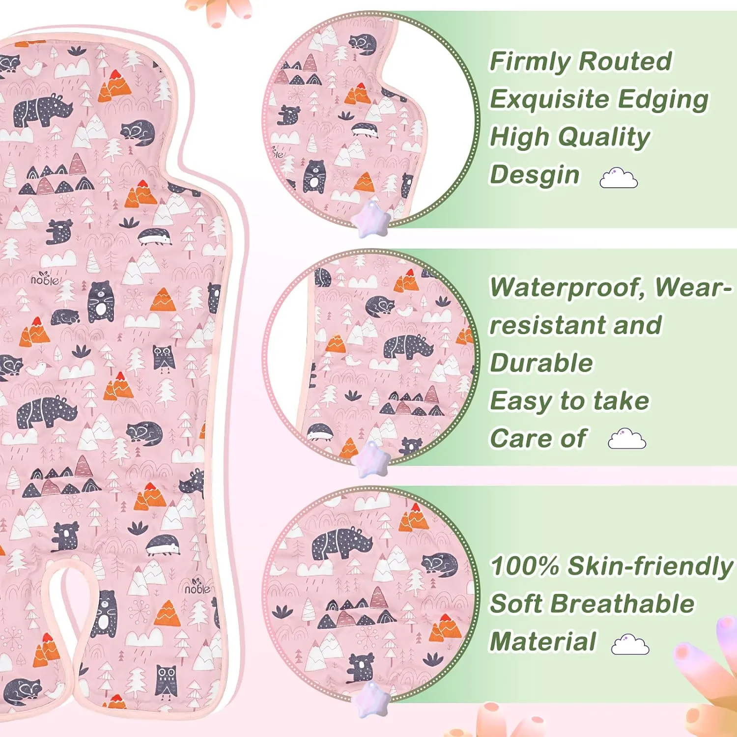 Pinkunn 2 Pcs Gel Car Seat Cooling Pad for Baby Summer Breathable Ice Cushion Multifunctional Ice Stroller Cooler Mat for Stroller Baby Dining Chair Child Safety Seat(Bright Color,Forest)