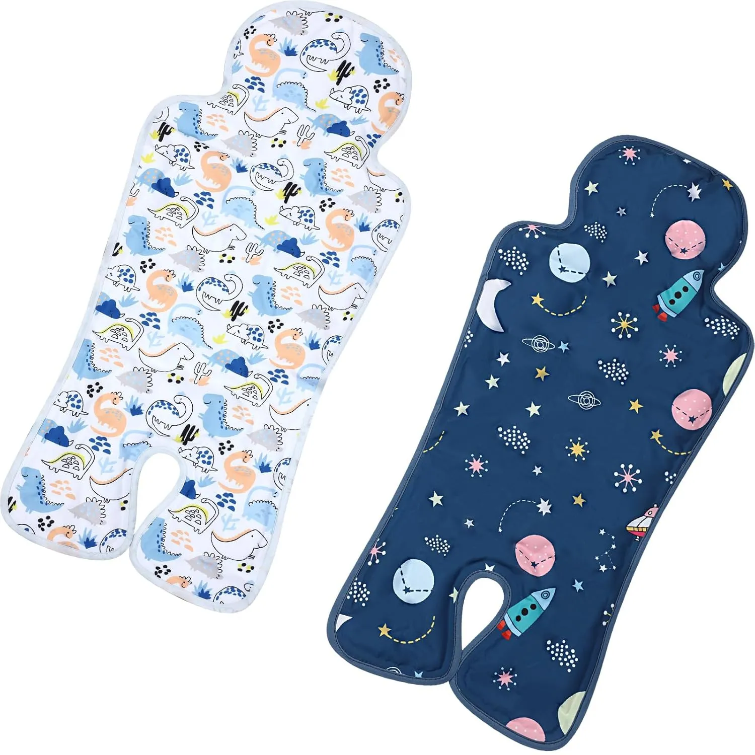 Pinkunn 2 Pcs Gel Car Seat Cooling Pad for Baby Summer Breathable Ice Cushion Multifunctional Ice Stroller Cooler Mat for Stroller Baby Dining Chair Child Safety Seat(Groovy Color,Space, Dinosaur)