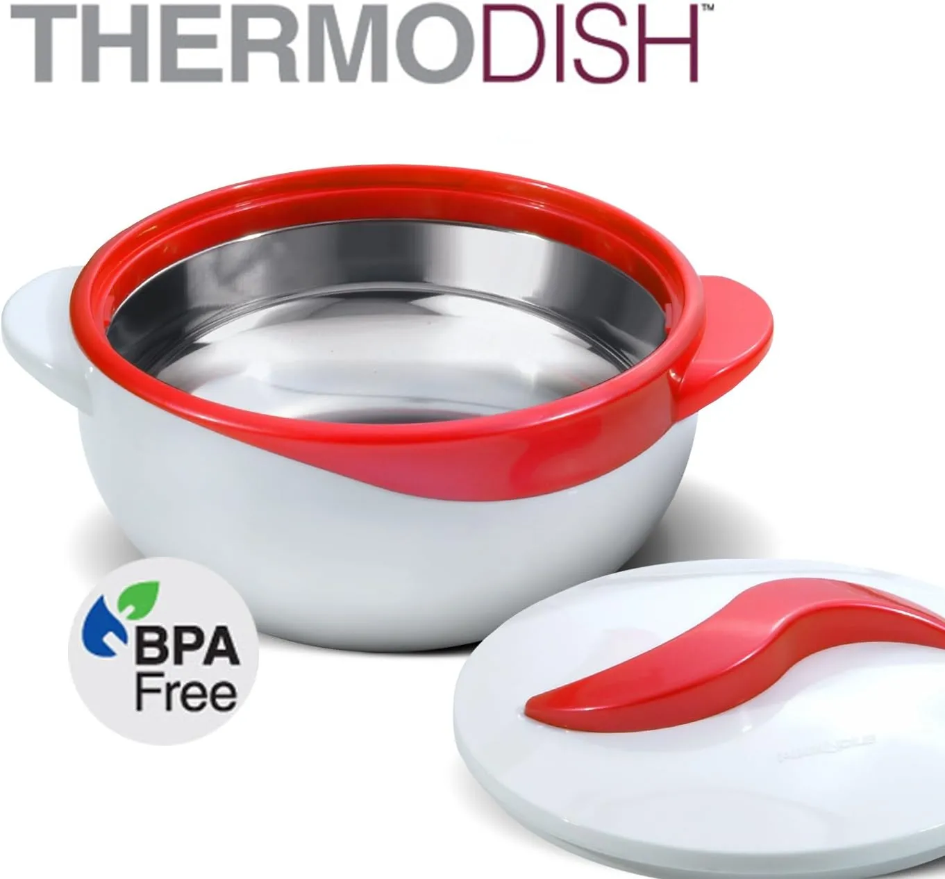 Pinnacle Insulated Casserole Dish with Lid 3 pc. Set 2.6/1.5/1 qt. Hot Pot Food Warmer/Cooler –Thermal Soup/Salad Serving Bowl- Stainless Steel Hot Food Container–Best Gift Set for Moms –Holidays Red