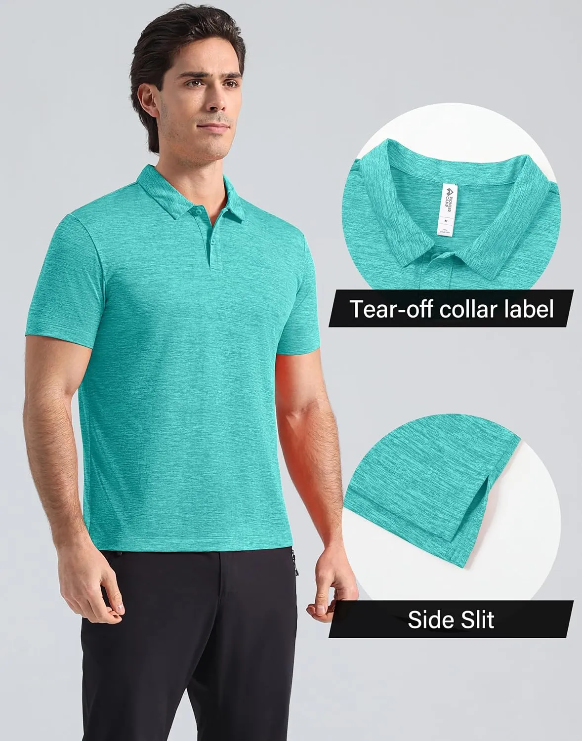 Pioneer Camp Men's Golf Shirt UPF 50  Quick Dry Polo Shirts Short Sleeve Moisture Wicking Performance Tees Collar Work Shirts