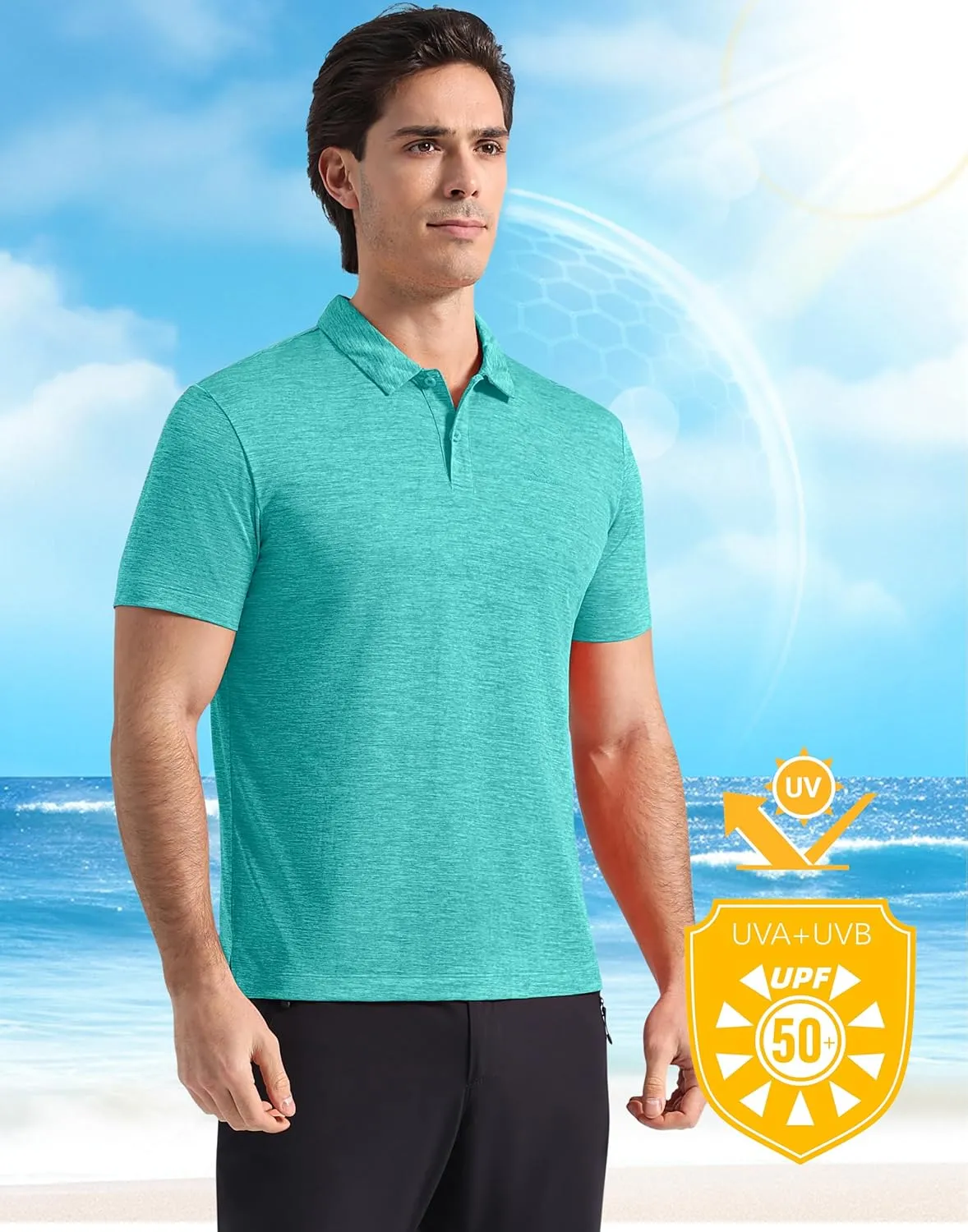 Pioneer Camp Men's Golf Shirt UPF 50  Quick Dry Polo Shirts Short Sleeve Moisture Wicking Performance Tees Collar Work Shirts