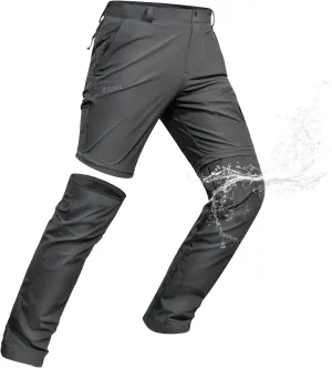 Pioneer Camp Men's Outdoor Convertible Hiking Pants Waterproof Quick Dry Fishing Pant Zip Off Work Trousers