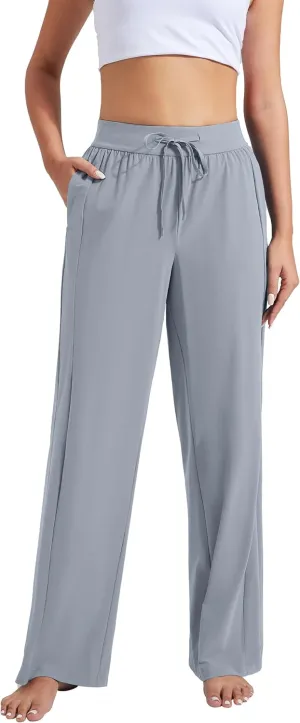 Pioneer Camp Women Cooling Wide Leg Pants Summer Casual Elastic Waisted Trousers Palazzo Beach Pants with Pockets