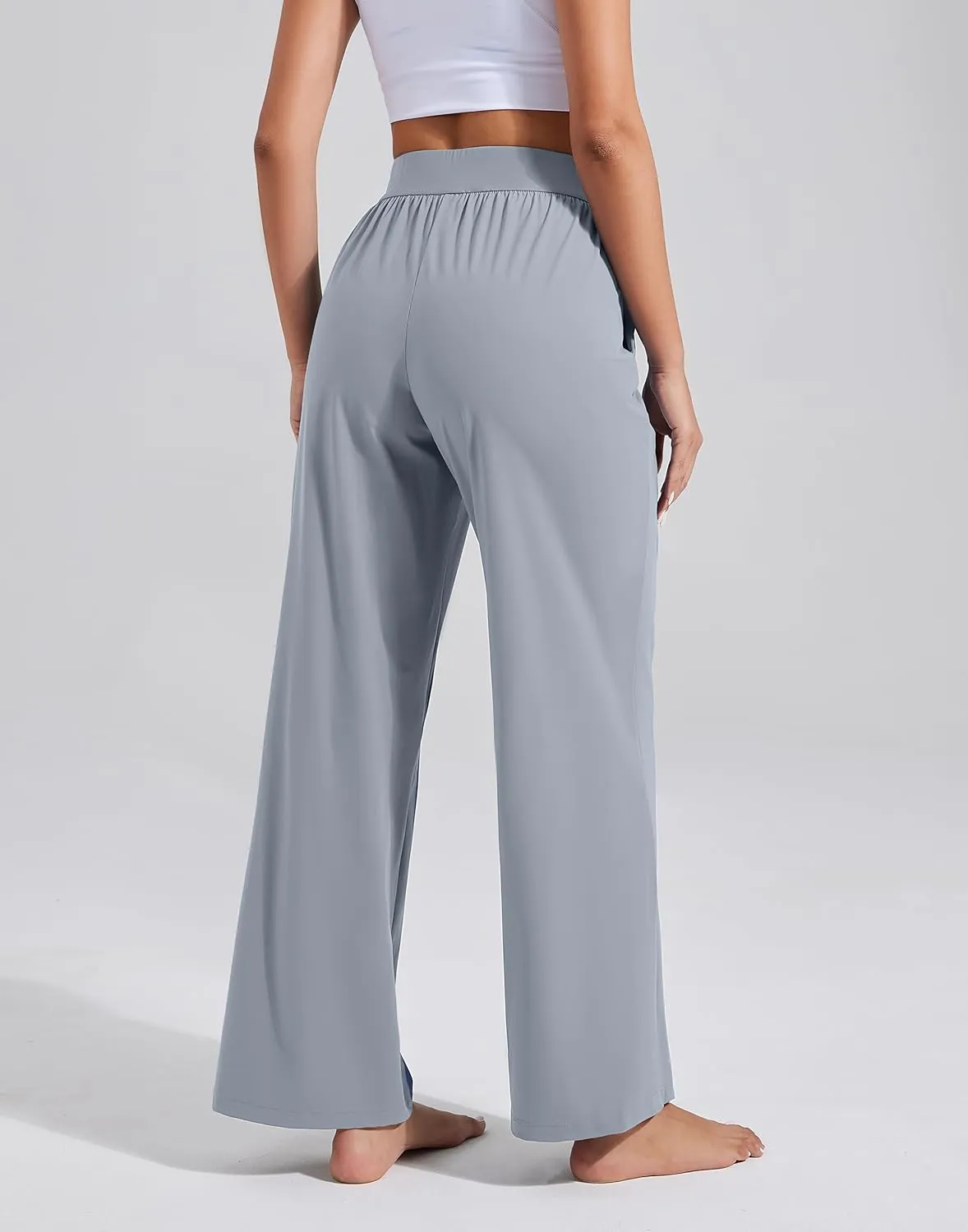 Pioneer Camp Women Cooling Wide Leg Pants Summer Casual Elastic Waisted Trousers Palazzo Beach Pants with Pockets