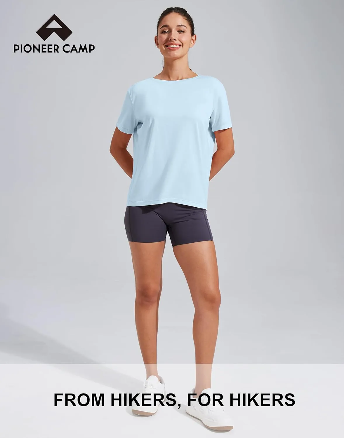 Pioneer Camp Women's Bamboo Viscose Short Sleeve Shirts Boat Neck Loose Fit Gym Workout T-Shirt Athletic Casual Tops