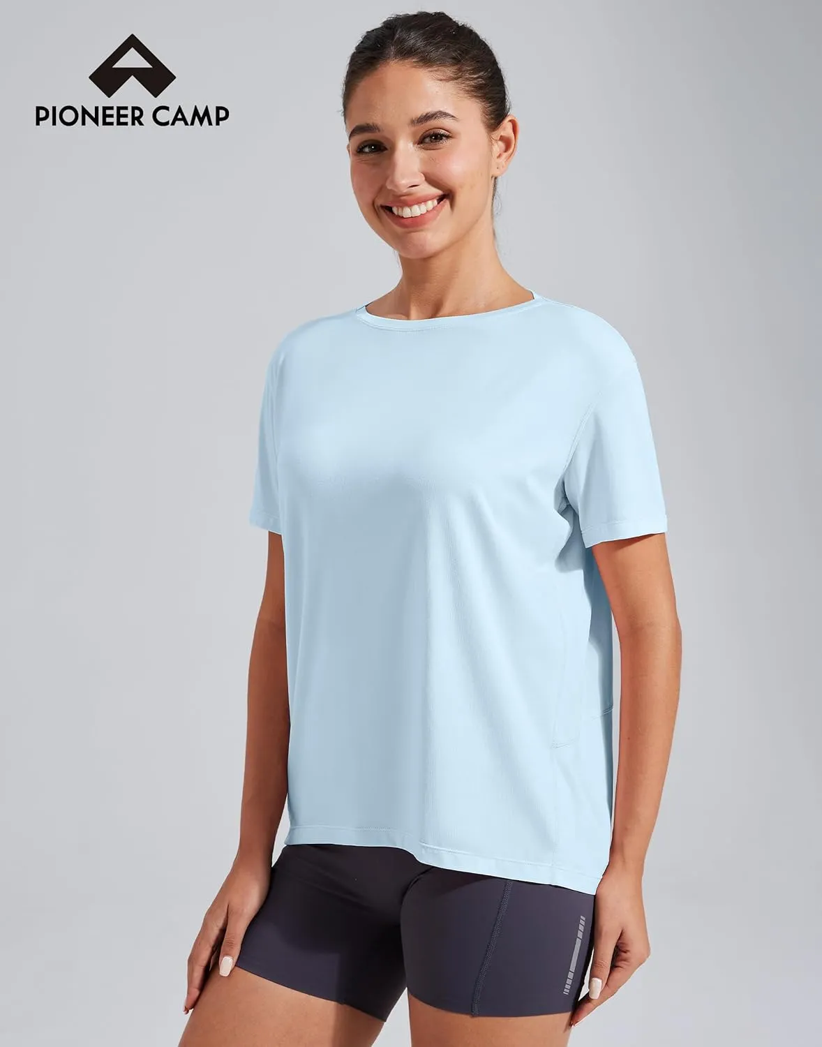 Pioneer Camp Women's Bamboo Viscose Short Sleeve Shirts Boat Neck Loose Fit Gym Workout T-Shirt Athletic Casual Tops