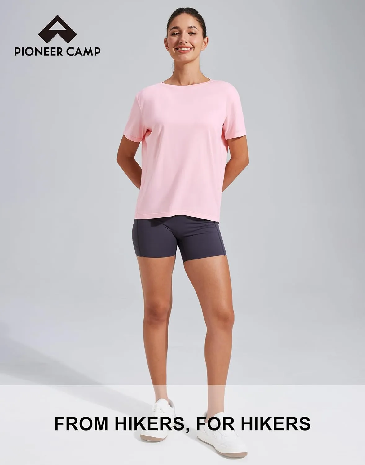 Pioneer Camp Women's Bamboo Viscose Short Sleeve Shirts Boat Neck Loose Fit Gym Workout T-Shirt Athletic Casual Tops