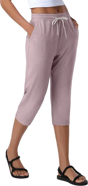 Pioneer Camp Women's Capri Yoga Pants Wide Leg Loose Stretch Athletic Sweatpants Causal Cropped Pajama Pants with Pockets