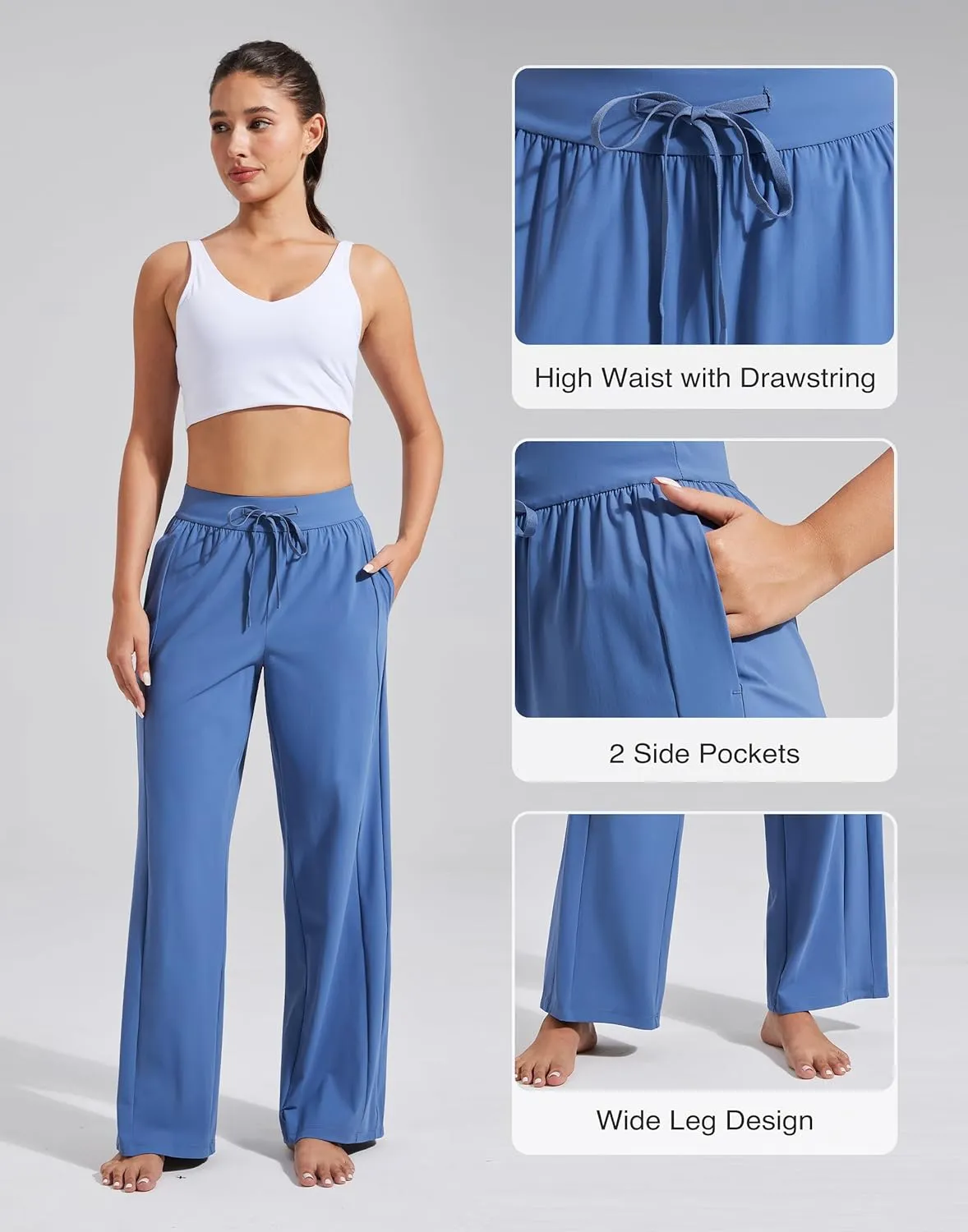 Pioneer Camp Women's Wide Leg Pants with Pockets High Waisted Stretch Cozy Lounge Pants Soft Loose Fit Casual Sweatpants