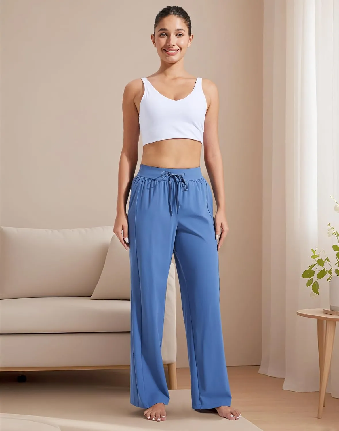 Pioneer Camp Women's Wide Leg Pants with Pockets High Waisted Stretch Cozy Lounge Pants Soft Loose Fit Casual Sweatpants