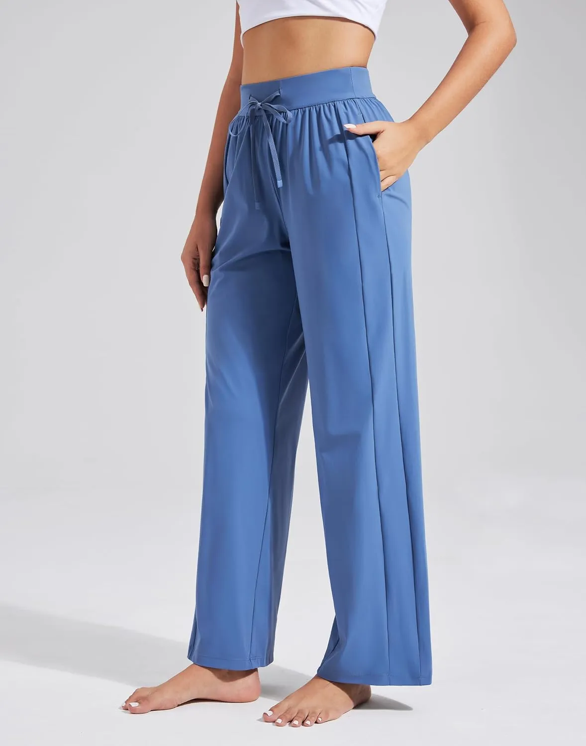 Pioneer Camp Women's Wide Leg Pants with Pockets High Waisted Stretch Cozy Lounge Pants Soft Loose Fit Casual Sweatpants
