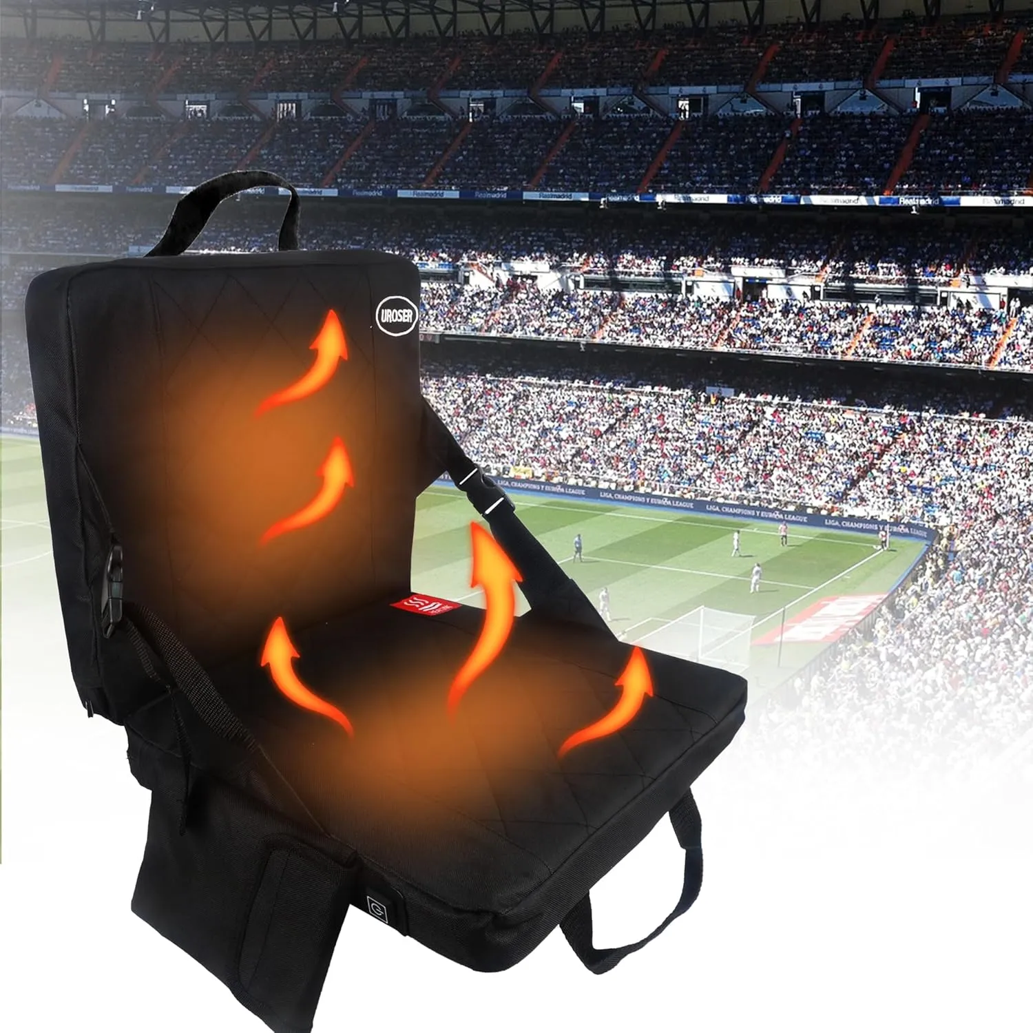 Portable Heated Stadium Seat, Thicken Heated Seat Cushion【No Power Bank】 USB Powered, Stadium Seats for Bleachers, 3 Level Heated Chair Pad,Foldable Heated Seat for Indoor, Outdoor, Sports