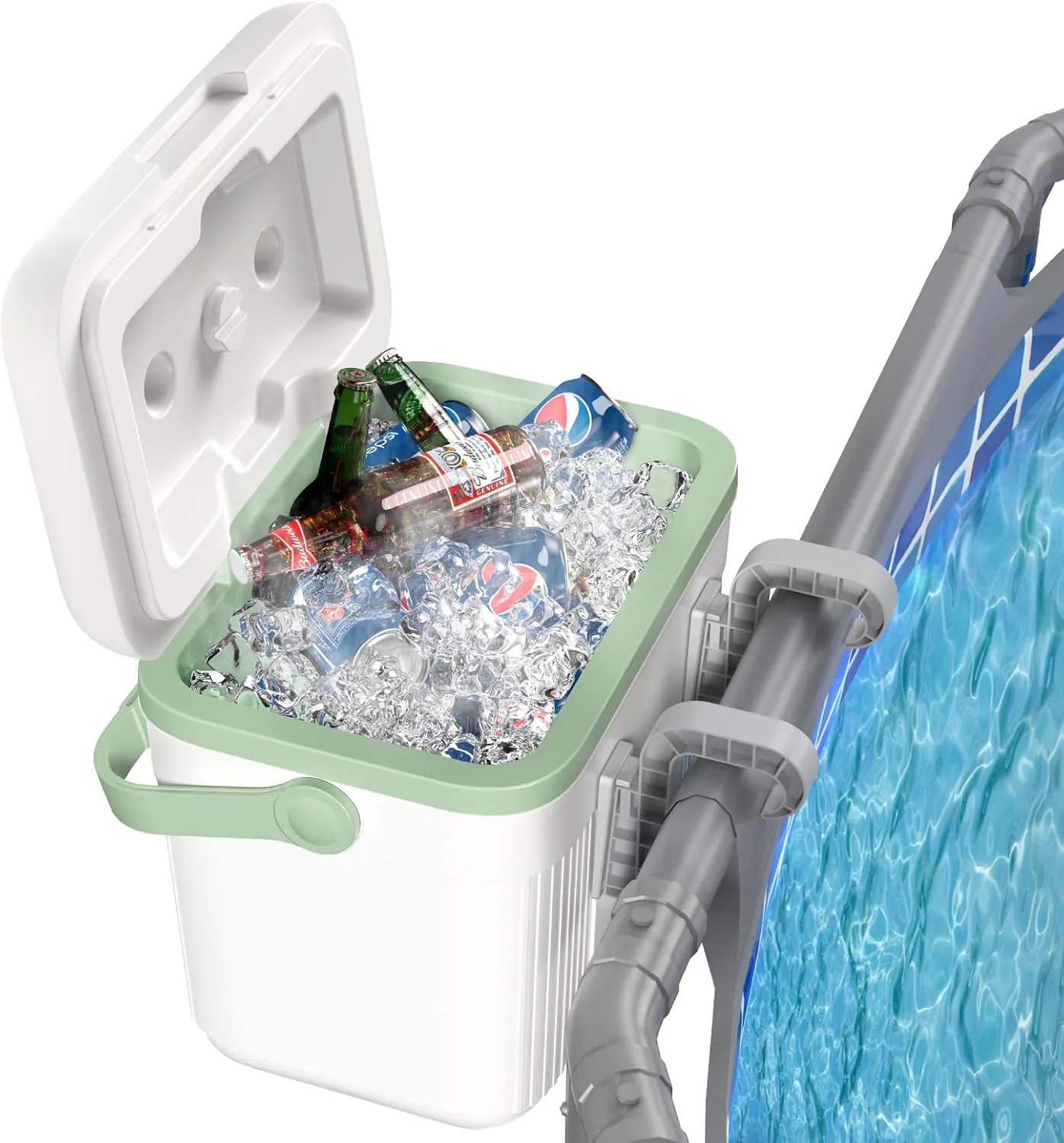 Portable Pool Cooler, Poolside Cooler Box, Insulated Hard Shell Ice Box with Handle, Keeps Drinks Cold Up to 72 Hours, Portable for Above Ground Pools, Beach, Camping, and Outdoor Parties