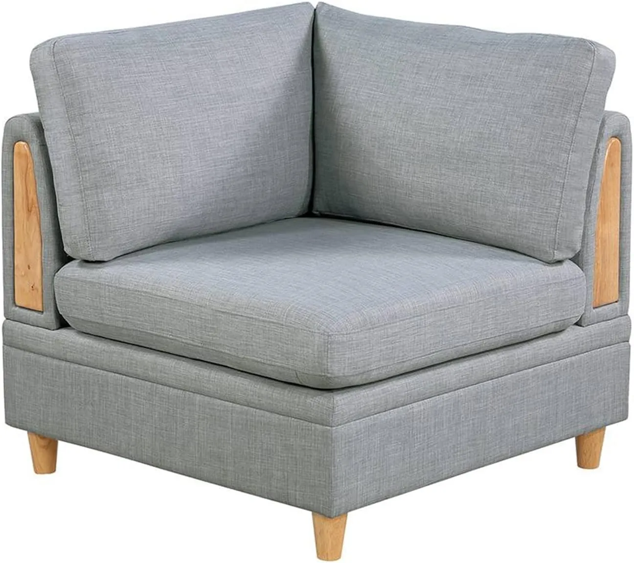 Poundex Dorris Fabric Upholstered Modular Corner Sofa with Solid Wood Decoration, Light Grey
