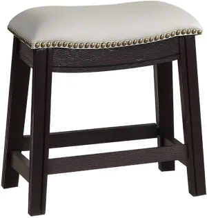 Poundex Furniture 18" Saddle Stool in Gray Faux Leather (Set of 2)