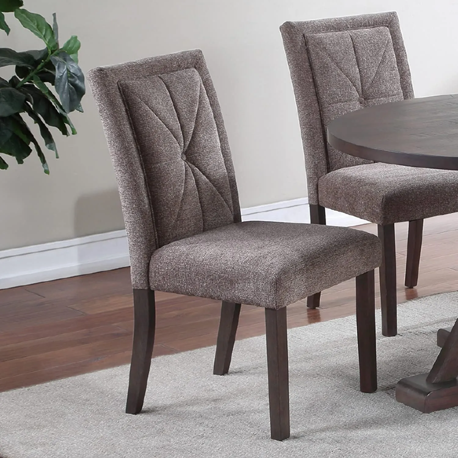 Poundex Set of 2 Fabric Dining Chair, Brown