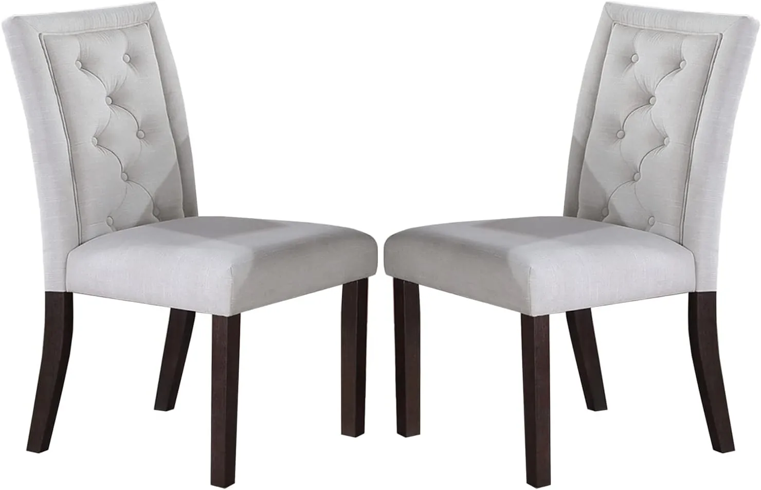 Poundex Set of 2 Fabric Dining Chair, White