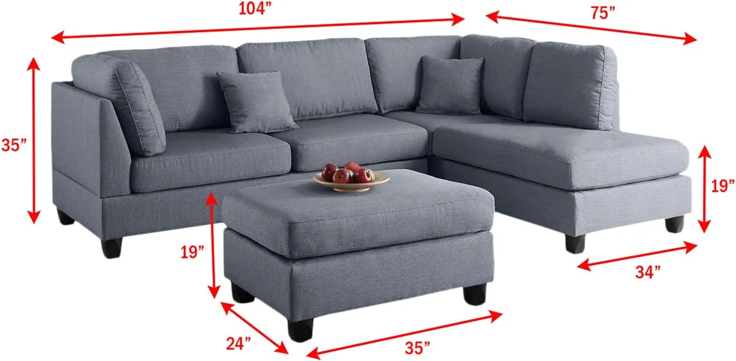 Poundex Upholstered Sofas/Sectionals/Armchairs, Grey