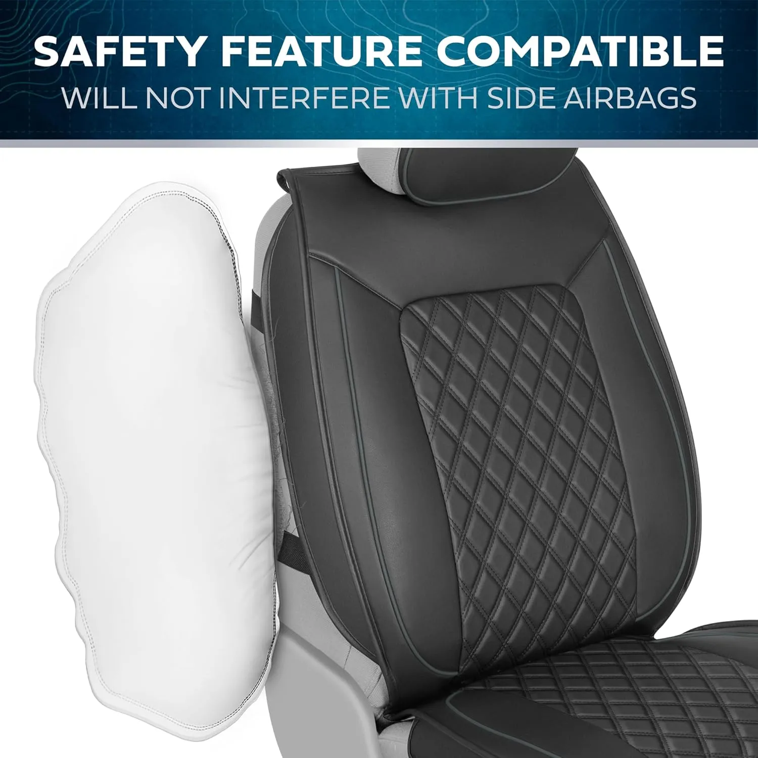 Prestige Faux Leather Seat Covers - Semi-Custom Fit Car Seat Covers Full Set - Seat Covers for Trucks & SUV PU Leather Car Seat Covers - 2 Front Seat Interior Covers & 1 Back Bench Seat Cover
