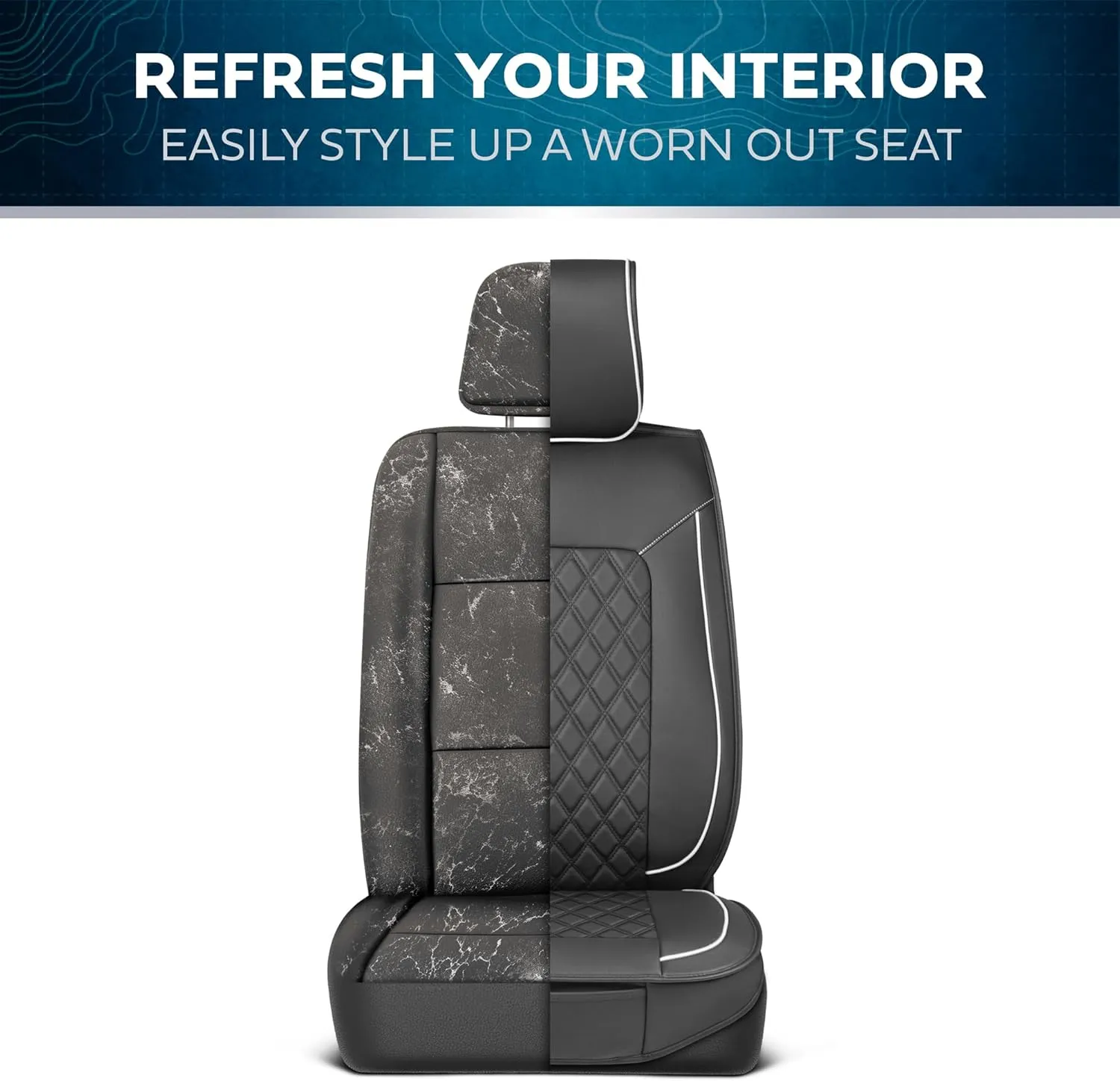 Prestige Faux Leather Seat Covers - Semi-Custom Fit Car Seat Covers Full Set - Seat Covers for Trucks & SUV PU Leather Car Seat Covers - 2 Front Seat Interior Covers & 1 Back Bench Seat Cover
