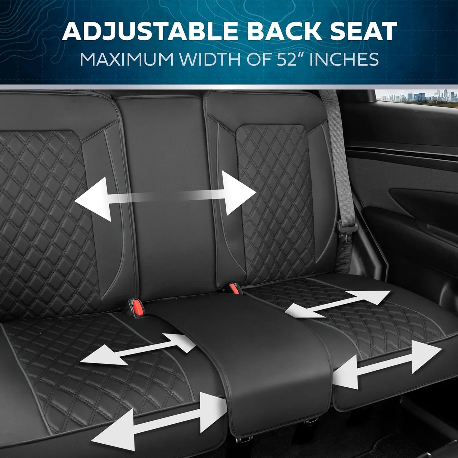 Prestige Faux Leather Seat Covers - Semi-Custom Fit Car Seat Covers Full Set - Seat Covers for Trucks & SUV PU Leather Car Seat Covers - 2 Front Seat Interior Covers & 1 Back Bench Seat Cover