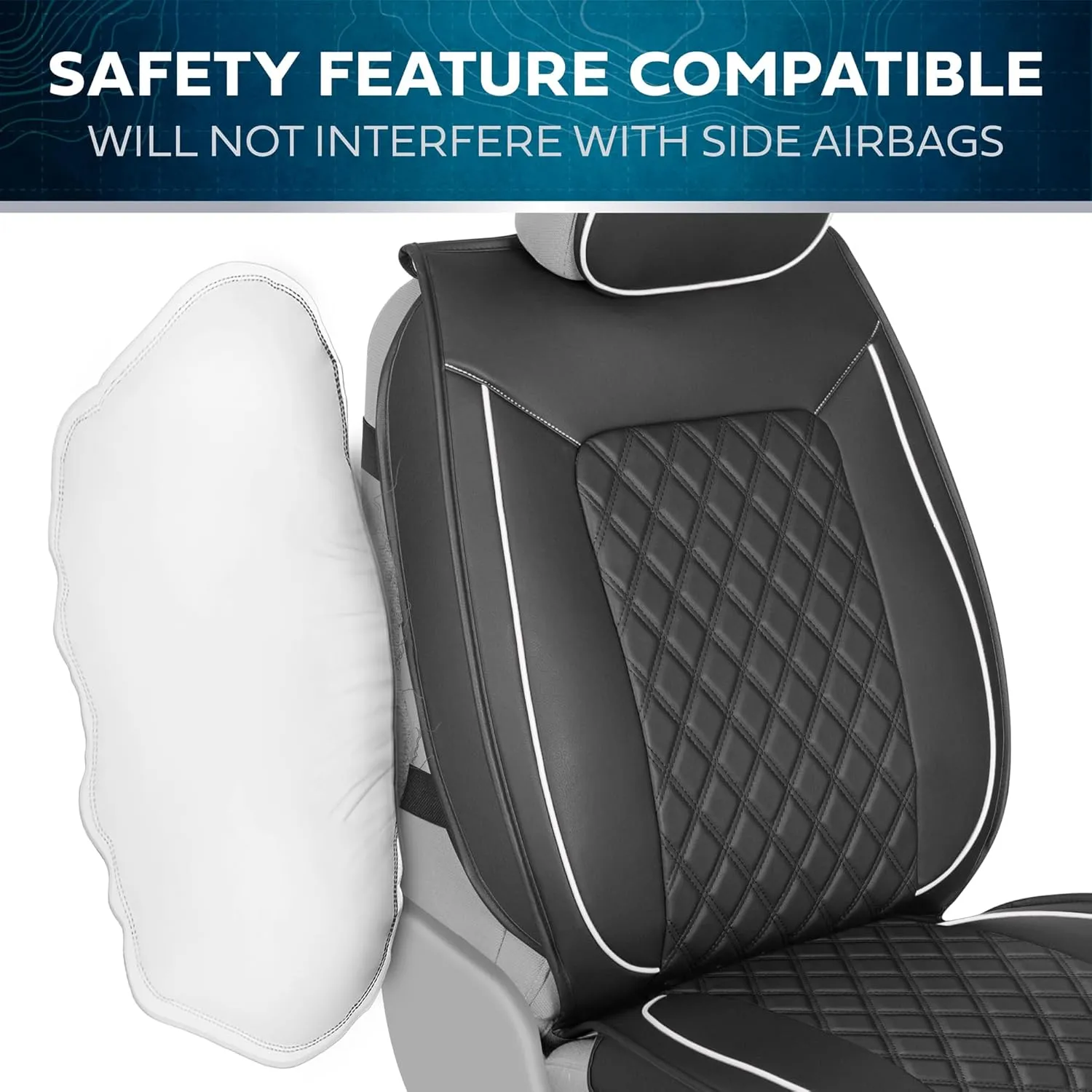 Prestige Faux Leather Seat Covers - Semi-Custom Fit Car Seat Covers Full Set - Seat Covers for Trucks & SUV PU Leather Car Seat Covers - 2 Front Seat Interior Covers & 1 Back Bench Seat Cover