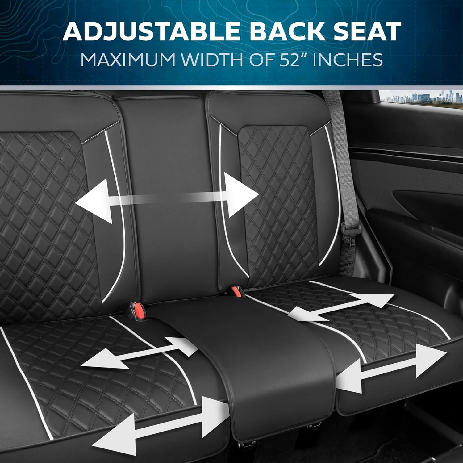 Prestige Faux Leather Seat Covers - Semi-Custom Fit Car Seat Covers Full Set - Seat Covers for Trucks & SUV PU Leather Car Seat Covers - 2 Front Seat Interior Covers & 1 Back Bench Seat Cover