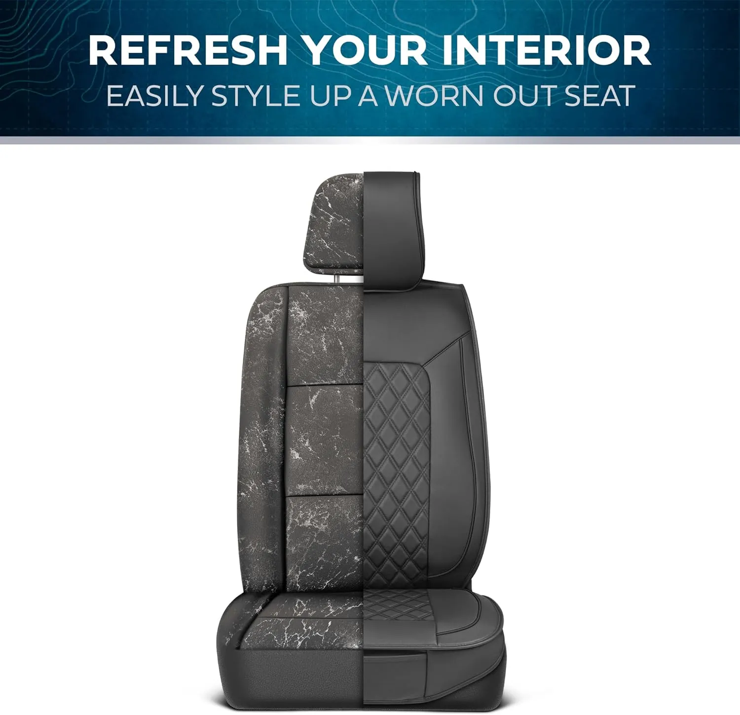Prestige Premium Seat Covers, Semi-Custom Fit Car Seat Covers Full Set, Automotive Interior Cover for Car Truck Van SUV, Made with Faux Leather for Superior Feel & Durability - Black