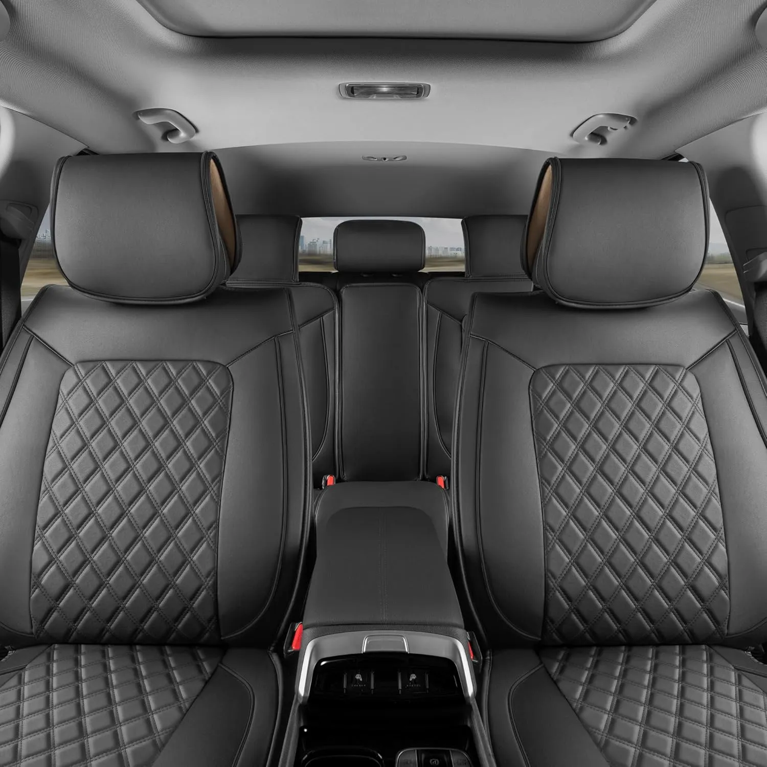 Prestige Premium Seat Covers, Semi-Custom Fit Car Seat Covers Full Set, Automotive Interior Cover for Car Truck Van SUV, Made with Faux Leather for Superior Feel & Durability - Black