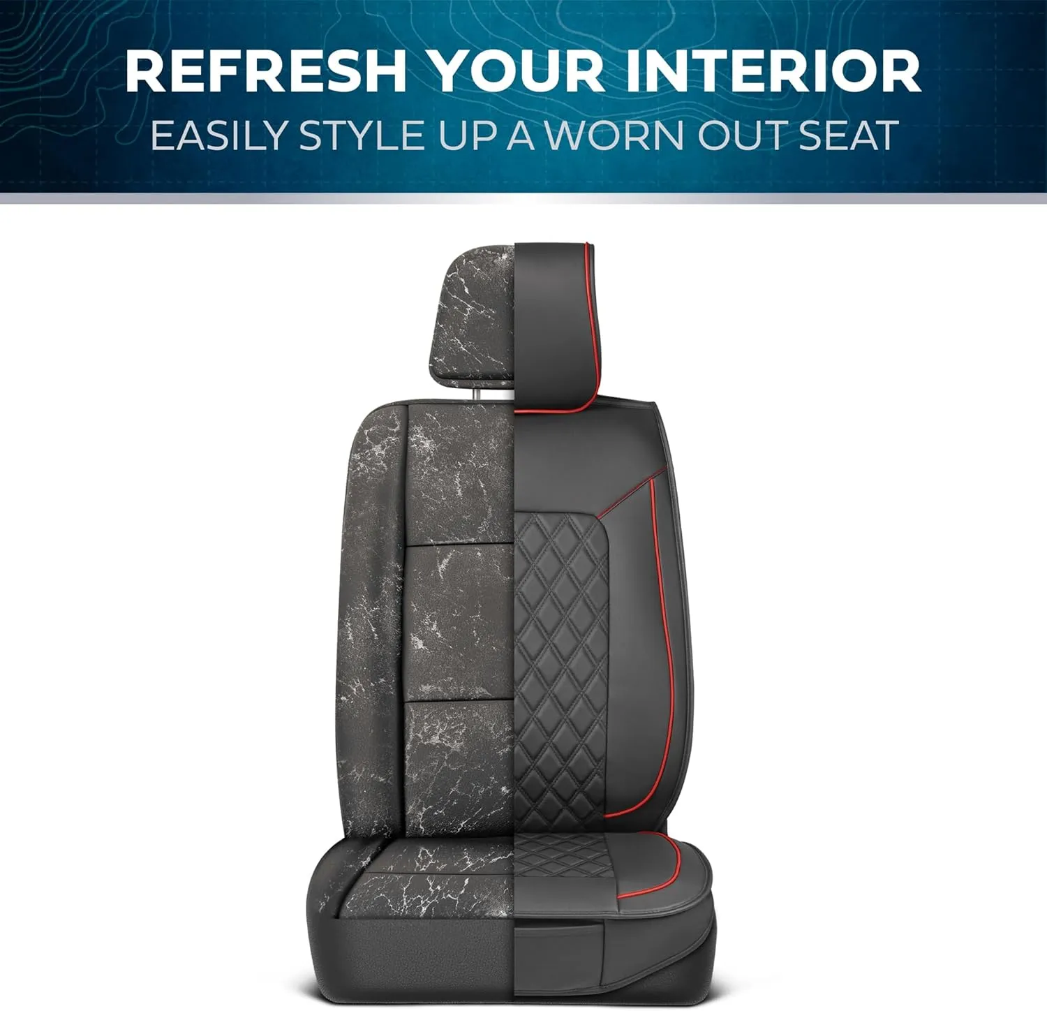 Prestige Premium Seat Covers, Semi-Custom Fit Car Seat Covers Full Set, Automotive Interior Cover for Car Truck Van SUV, Made with Faux Leather for Superior Feel & Durability - Red