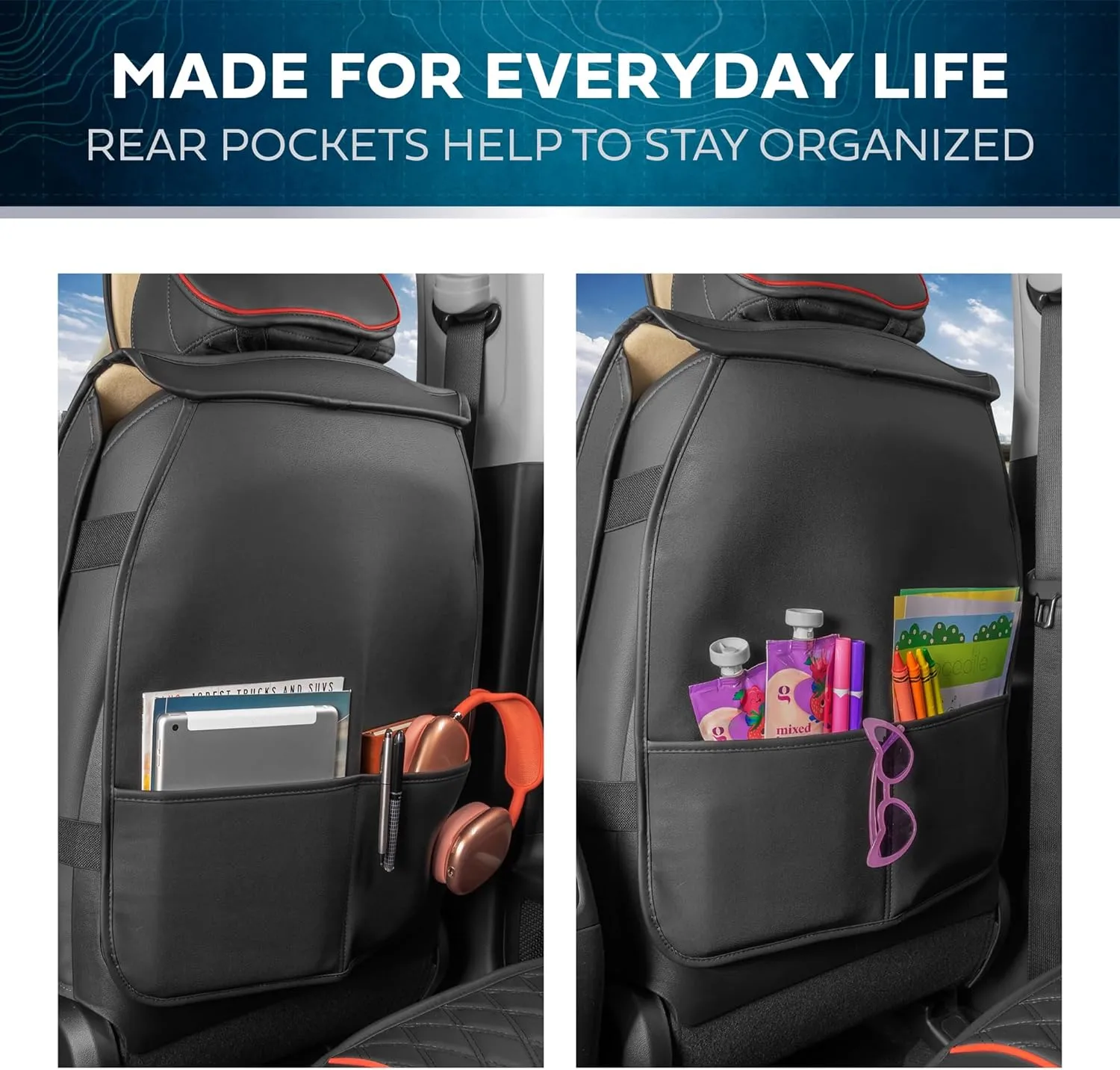 Prestige Premium Seat Covers, Semi-Custom Fit Car Seat Covers Full Set, Automotive Interior Cover for Car Truck Van SUV, Made with Faux Leather for Superior Feel & Durability - Red