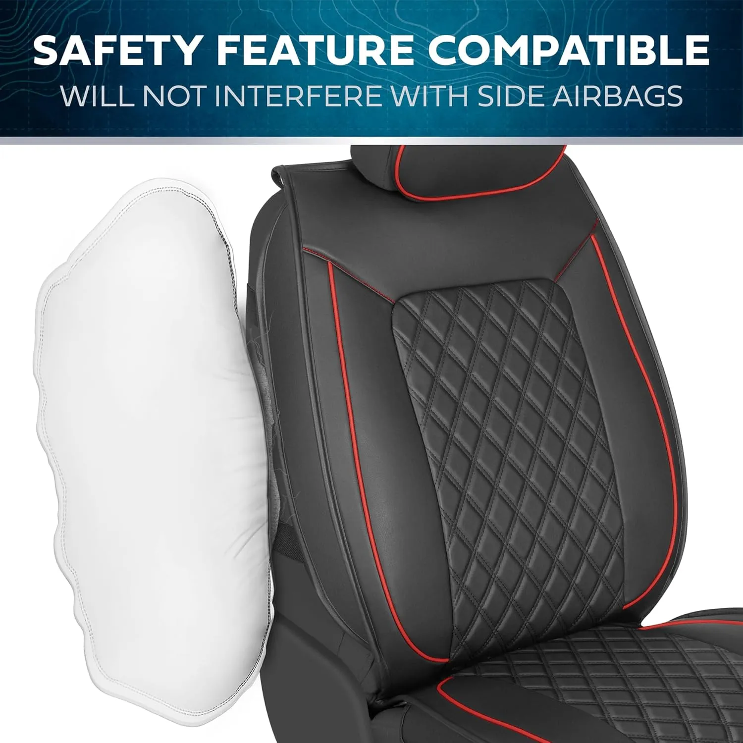 Prestige Premium Seat Covers, Semi-Custom Fit Car Seat Covers Full Set, Automotive Interior Cover for Car Truck Van SUV, Made with Faux Leather for Superior Feel & Durability - Red