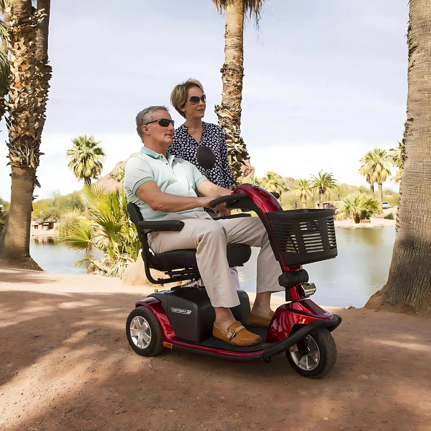 Pride Mobility Victory 10 3-Wheel Scooter - Comfort Mobility for Adults, 40 Ah Battery, 400 Lbs Weight Capacity, Viper Blue, 18"x17" Foldable seat - SC610